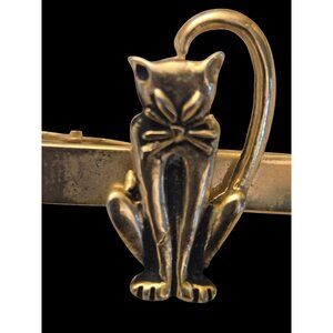 Vintage Gold-Tone Cat Tie Clip Accessory MCM
